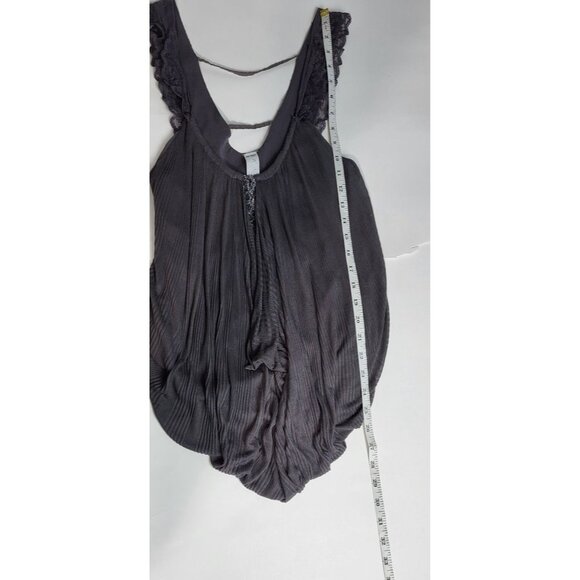 Free People New Romantics Gray Ribbed Lace Draped Tank Top Size Small - Picture 6 of 10